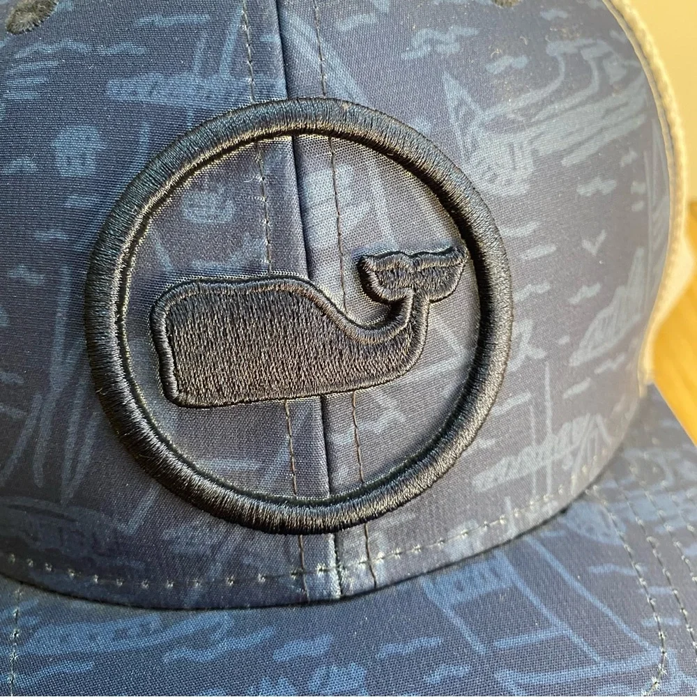 Vineyard Vines Hat Blue White Whale Logo Adjustable Mesh Baseball Cap Unisex EUC